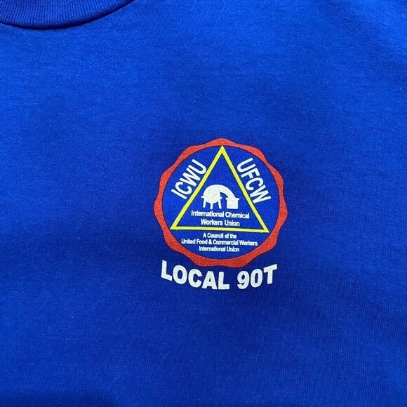 Union Made Vintage Chemical Workers Union American Tee Blue Men's Size XL - Picture 2 of 9